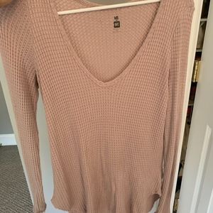 Long Sleeve Waffle Sweater